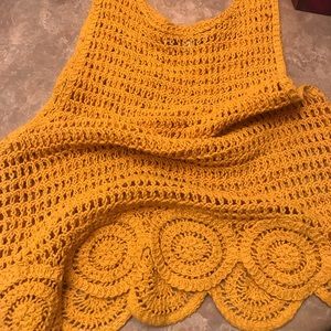 🌜Mustard yellow crochet festival crop top🌛
